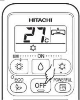 HITACHI 27°C ON ECO OFF POWERFUL