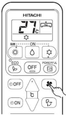 HITACHI 27°C ON ECO OFF POWERFUL OFF ON