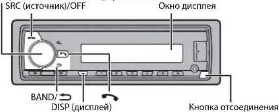 SRC (источник)/OFF Окно дисплея BAND/ DISP (дисплей) Кнопка отсоединения