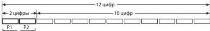 12 цифр 2 цифры 10 цифр P1 P2
