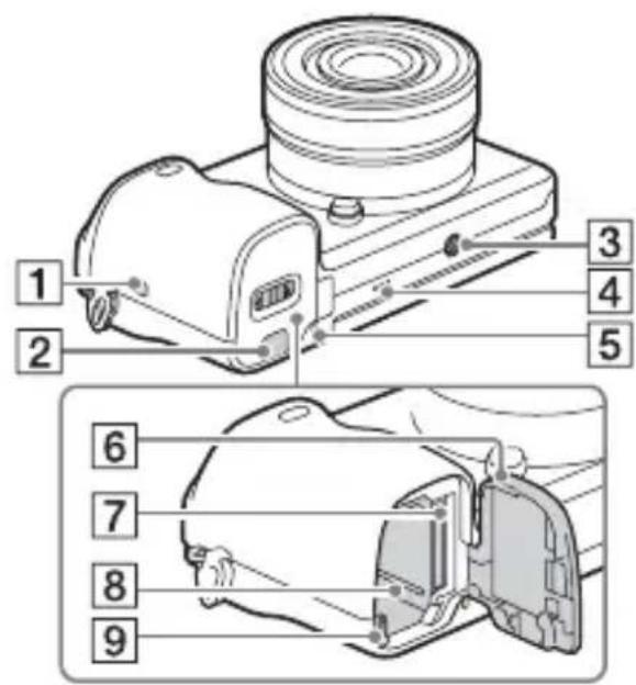 Technical diagram of a camera module with numbered parts for identification
