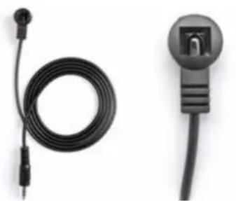 Two black electrical connectors: one with a coiled cable and the other with a socket (no text or symbols visible)
