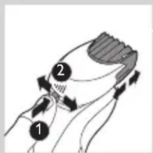 Diagram showing two labeled parts (1 and 2) with directional arrows indicating movement or flow, possibly illustrating a mechanical or fluid dynamics concept.