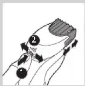 Diagram showing two labeled parts (1 and 2) with directional arrows indicating movement or flow, possibly illustrating a mechanical or fluid dynamics concept.