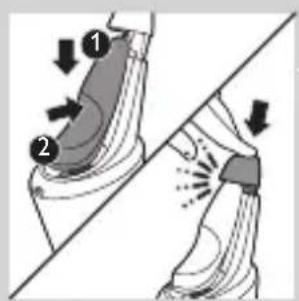 Diagram illustrating foot movement and impact on a shoe, labeled with arrows and numbered sections