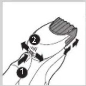 Diagram showing two labeled parts (1 and 2) with directional arrows indicating movement or flow, possibly illustrating a mechanical or anatomical process.
