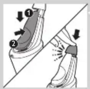 Diagram showing two foot contact scenarios with arrows indicating movement, labeled ① and ②.