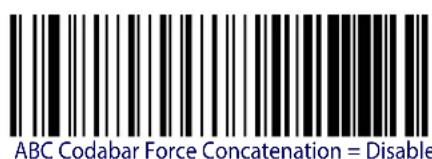 ABC Codabar Force Concatenation = Disable