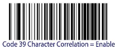 Code 39 Character Correlation = Enable