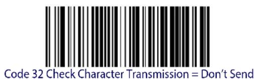 Code 32 Check Character Transmission = Don't Send