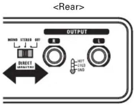 MND STEREO OFF DIRECT MONITOR OUTPUT R L HOT COLD END