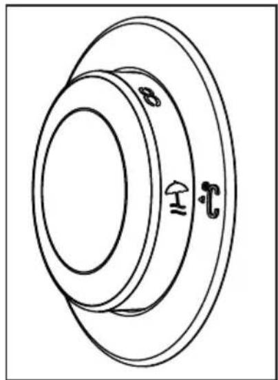 Technical line drawing of a mechanical component with concentric rings and labeled features.