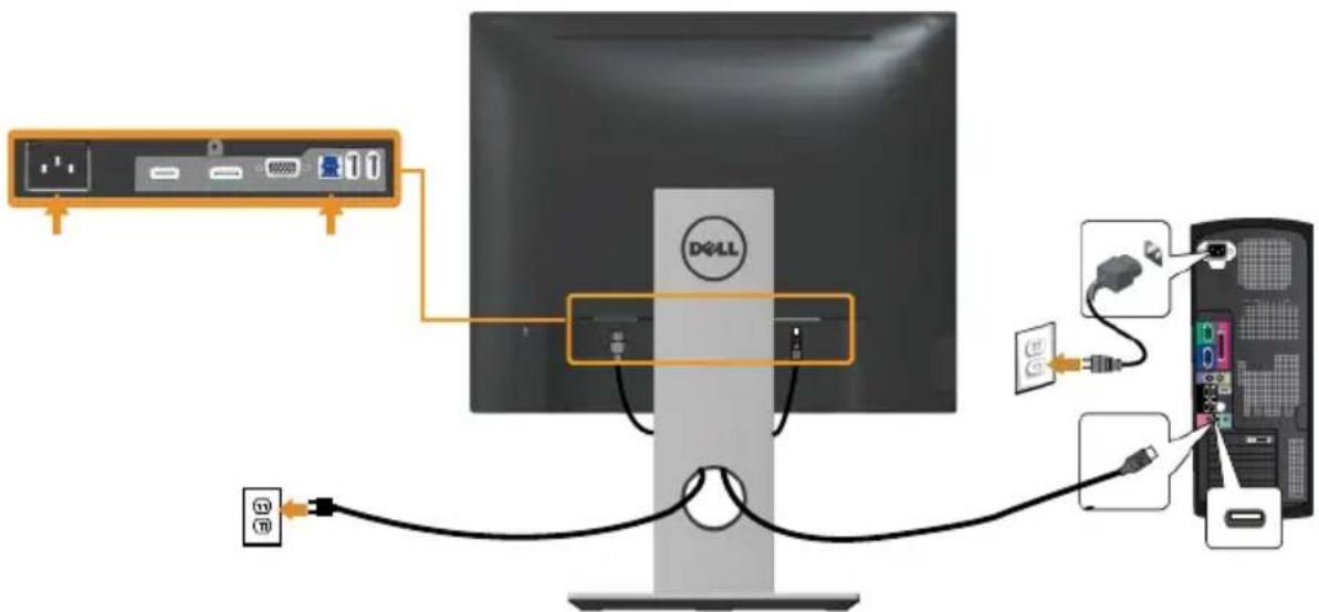 DELL P1917S - Branchement du câble USB 3.0 - 1