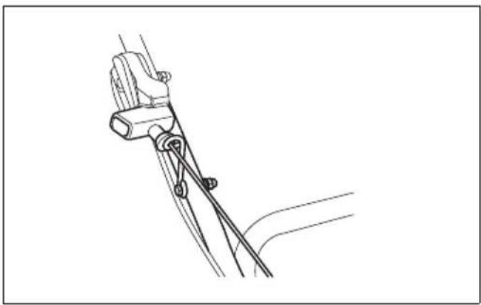 Line drawing of a bicycle suspension system with no text or symbols