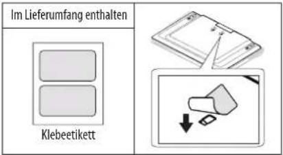 Im Lieferumfang enthalten: Klebeetikett
