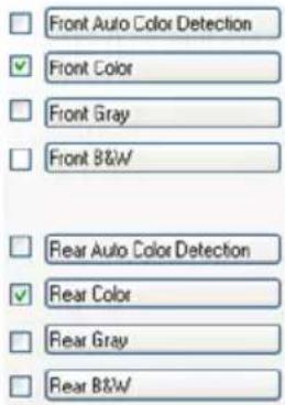 Front Auto Color Detection ✓ Front Color □ Front Gray □ Front B&W □ Rear Auto Color Detection ✓ Rear Color □ Rear Gray □ Rear B&W