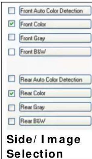Front Auto Color Detection ✓ Front Color Front Gray Front B&W Rear Auto Color Detection ✓ Rear Color Rear Gray Rear B&W Side/ Image Selection