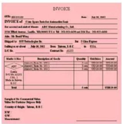 INVOICE OFFS 04-123-02 Date July 16, 2002 INVOICE of S Ia Ipa Parts for Automotive Truck For account and rated Meers ABC Manufacturing Co., Ltd. 3524 Willeh Avenue, Seattle, WA 10001 U.S.A. Tel: 352-819-6639 and (156 Fax: 355-872-6688) Ade. Mr. Board Wing Origin by SIT Technologies Inc. For D Line E…