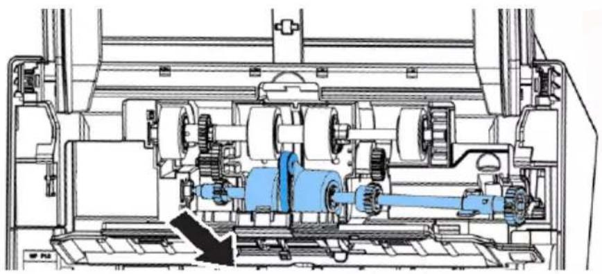Technical line drawing of a mechanical assembly with gears and shafts (no text or symbols)