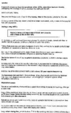 Scanned text of a formal letter or document with redacted sections and numbered clauses