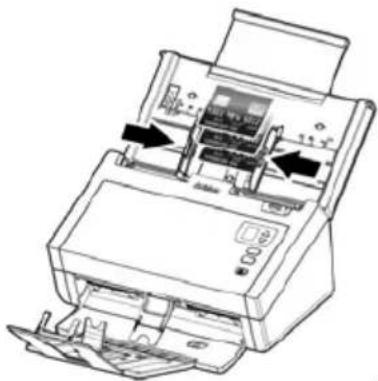 Diagram of a printer with internal components and paper feed, showing no text or symbols