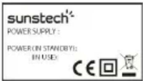 sunstech® POWER SUPPLY : POWER (IN STANDBY): IN USE: CE回