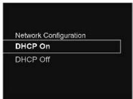 Network Configuration DHCP On DHCP Off