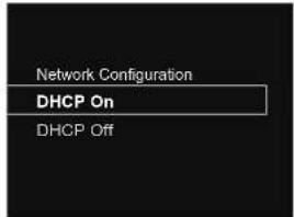 Network Configuration DHCP On DHCP Off
