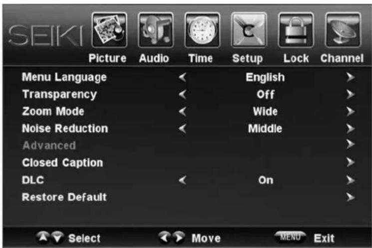 Seiki SC-402TT - Menú de Configuración - 1