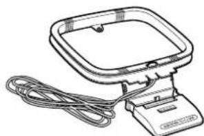 Line drawing of a square electronic device with a coiled cable and a base (no text or symbols)