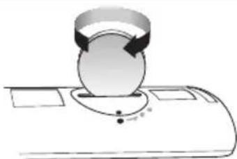 Diagram of a mechanical device with a circular component and directional arrows, no visible text or symbols