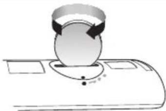 Diagram of a mechanical device with a rotating disk and directional arrows, no text or symbols present.
