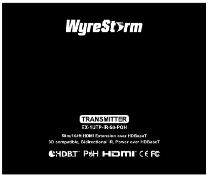 WyreStorm TRANSMITTER EX-1UTP-IR-50-POH 50m/164ft HDMI Extension over HDBaseT 3D compatible, Bidirectional IR, Power-over-HDBaseT CHDBT® P&H HDMI® CE FC