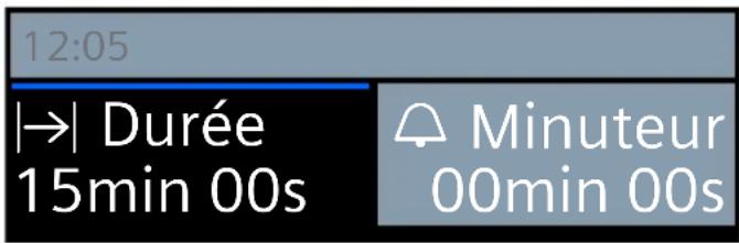 12:05 |→| Durée 15min 00s Minuteur 00min 00s