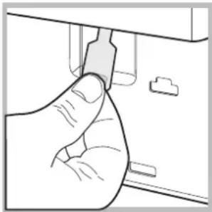 Hand inserting a component into a device (no text or symbols visible)