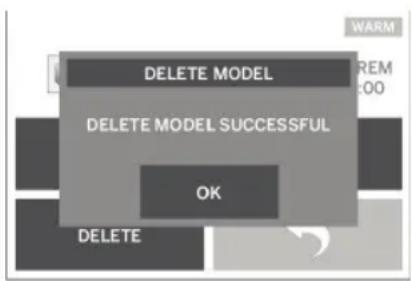 DELETE MODEL DELETE MODEL SUCCESSFUL OK DELETE