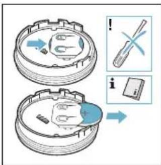 Diagram illustrating a mechanical or electrical component with labeled parts and directional arrows, accompanied by explanatory icons.