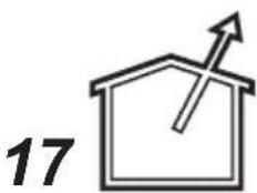 Simple line drawing of a house with an upward arrow and a vertical rod, labeled with the number 17 (no text or symbols on the house itself)