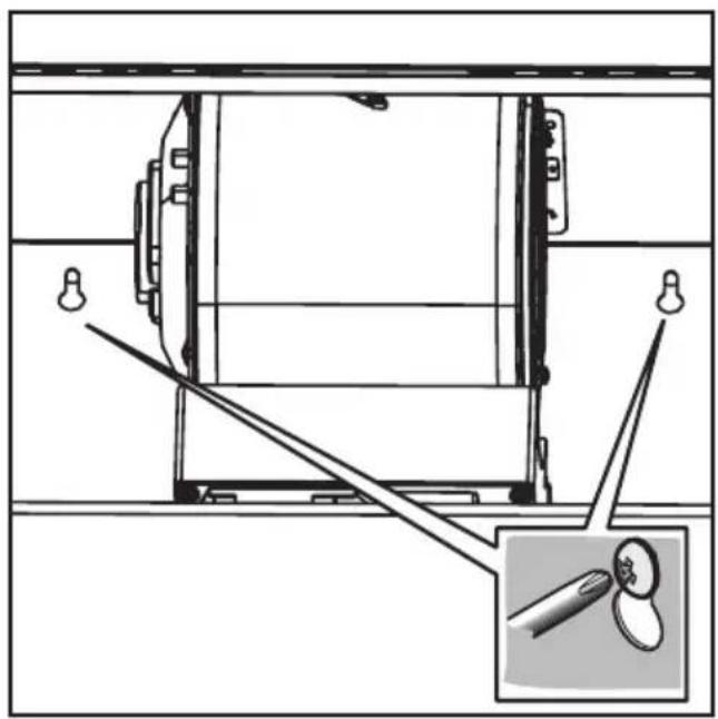 Technical diagram of a mechanical assembly with a close-up inset showing a pin inserted into a housing (no text or symbols present)