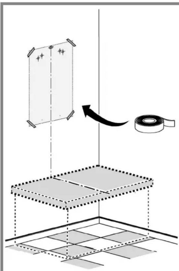 Diagram illustrating a tape roll operation with labeled components and directional arrow indicating motion