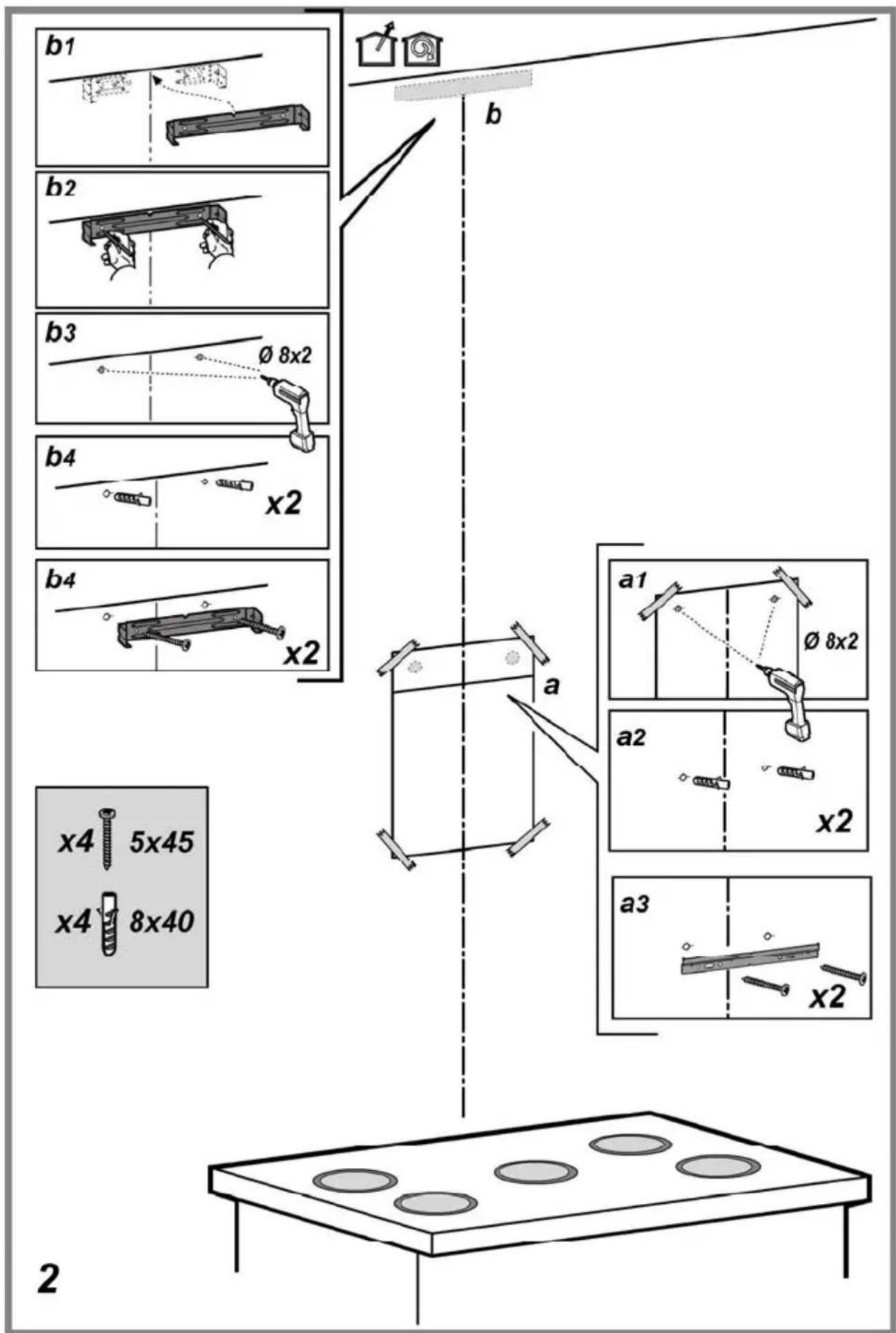 b1 b2 b3 Ø 8x2 b4 x2 b4 x2 a1 Ø 8x2 a2 x2 a3 x2 x4 5x45 x4 8x40 2