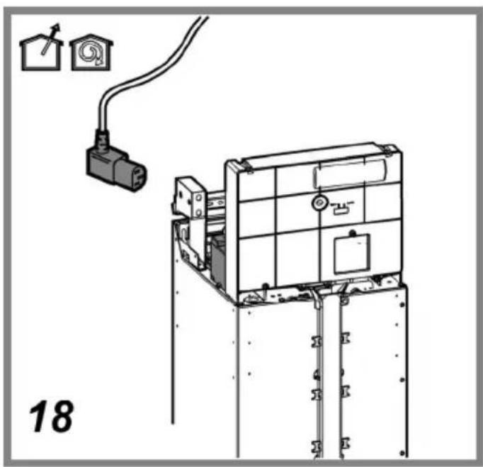Technical line drawing of an electrical enclosure with wiring and components, no visible text or symbols