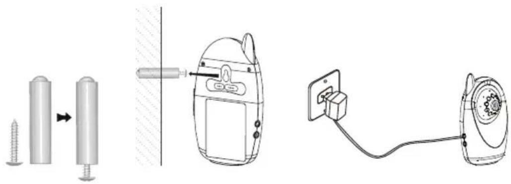 Diagram showing three different electrical components: screw, two cylindrical sensors, and a power plug connected to a motor (no text or symbols present)