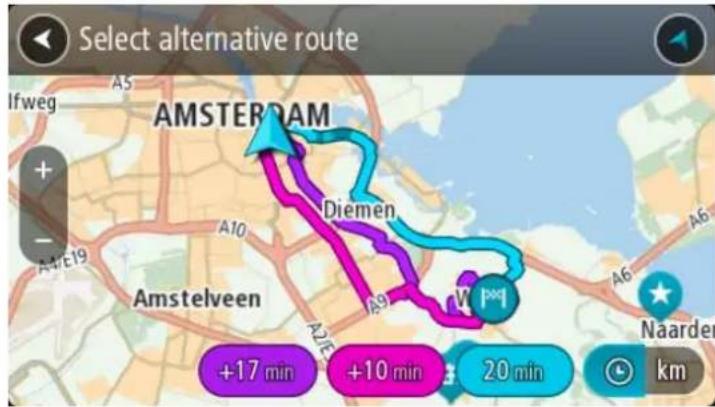 Select alternative route Amsterdam Diemen Amstelveen +17 min +10 min 20 min Naarden km
