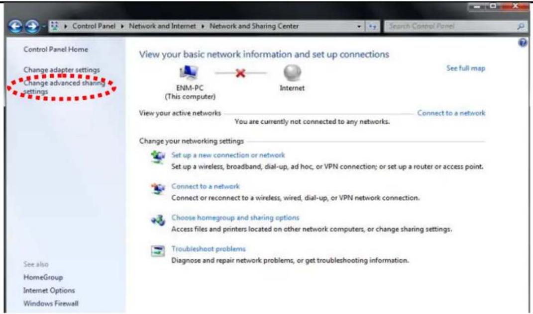 Control Panel Home Change adapter settings Change advanced sharing settings View your basic network information and set up connections ENM-PC (This computer) Internet See full map View your active networks Connect to a network You are currently not connected to any networks. Change your networking s…