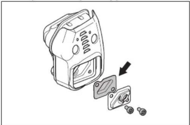 Technical illustration of a mechanical component with exploded view and mounting holes (no text or symbols)