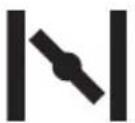 Safety warning illustration showing a person using a tool to prevent a person's head, with a warning triangle and warning symbol.