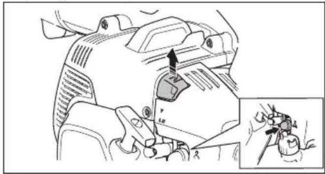 Technical diagram of a mechanical component with an inset showing a tool interacting with a tool (no text or symbols present)
