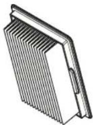 Technical line drawing of a heat exchanger or cooling unit (no text or symbols)