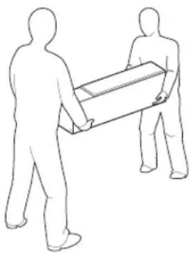 Line drawing of two human figures carrying a rectangular object (no text or symbols)